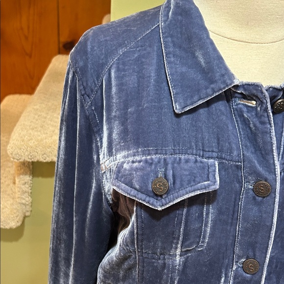Sundance Wren Rayon/Silk Blue Velvet Jacket Medium - Picture 3 of 11